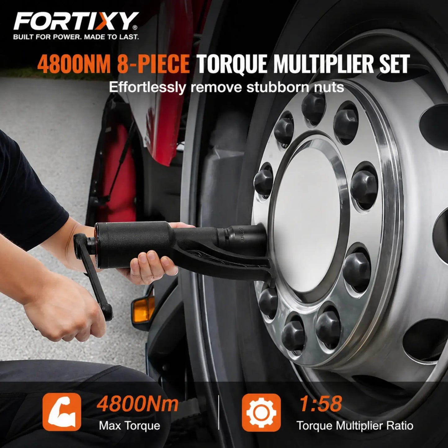 VELNATOR M25 Torque Multiplier Torque Wrench 25.4mm Ratio 1:58 Force Multiplier with 4 Sockets Alloy Steel Torque Multiplier Box for Removing Wheel Nuts, Garage