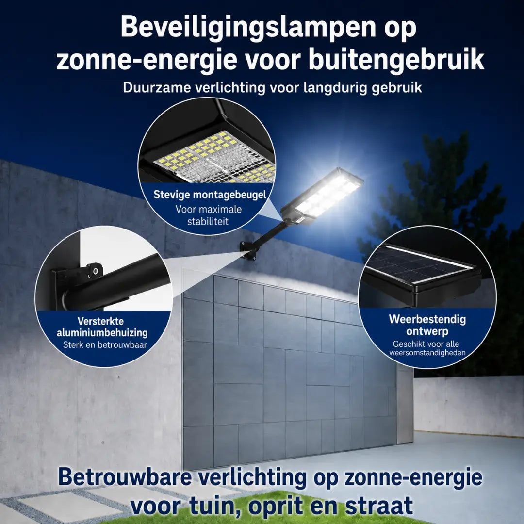 Velnator B92X Solarlamp voor Buiten – LED-Straatlamp met Bewegingssensor en Afstandsbediening voor Tuin, Pad en Veranda – Buitenverlichting
