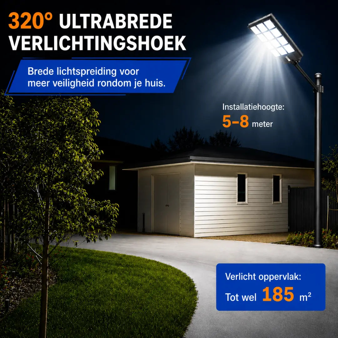 Velnator B92X Solarlamp voor Buiten – LED-Straatlamp met Bewegingssensor en Afstandsbediening voor Tuin, Pad en Veranda – Buitenverlichting