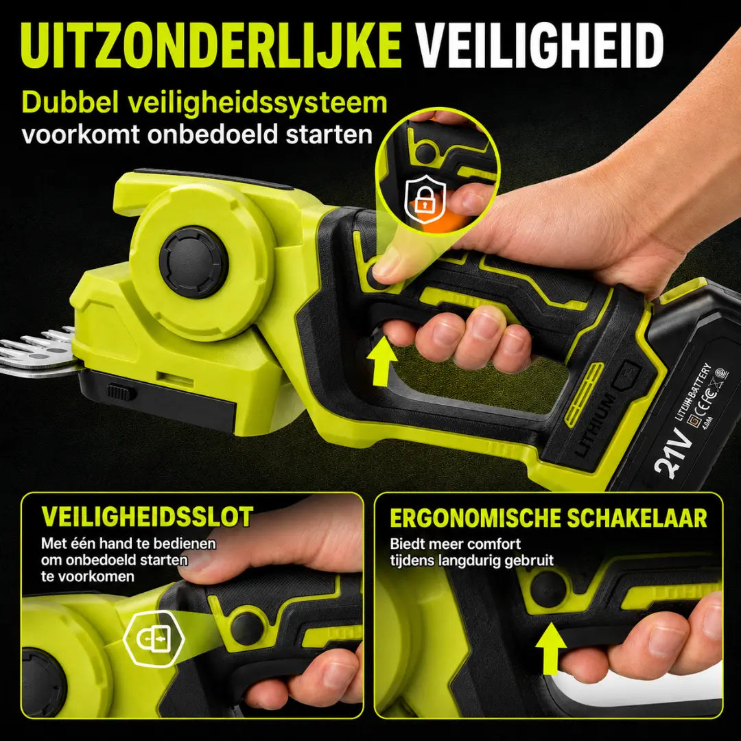 Velnator Draadloze Heggenschaar – 20V Elektrische Grasschaar & Handheld Grasmaaier, 2-in-1 Snoeischaar
