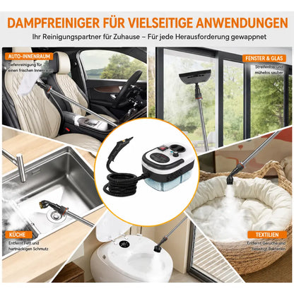 Velnator T6 Dampfreiniger, 2500W Handdampfreiniger, Hochtemperatur-Dampfreinigungsgerät, tragbarer Dampfreiniger, 6-Gang-Dampfreiniger, 3 Reinigungsbürsten, für Küchenmöbel, Badezimmer