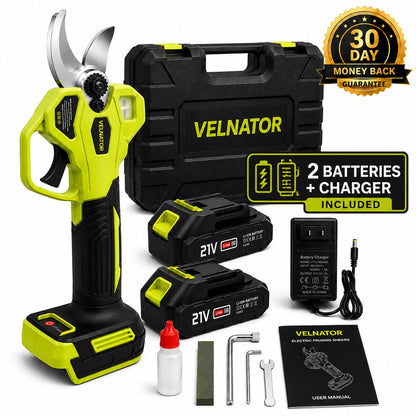 Velnator S26 Borstelloze Elektrische Tuingartelschaar 30mm Snoeidiameter Elektrische Snoeischaar + 2 GRATIS Batterijen + Oplader