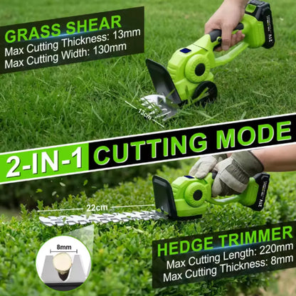 Velnator R6 Cordless Hedge Trimmer – 20V Electric Grass Shears & Handheld Lawn Mower, 2-in-1 Pruning Shears