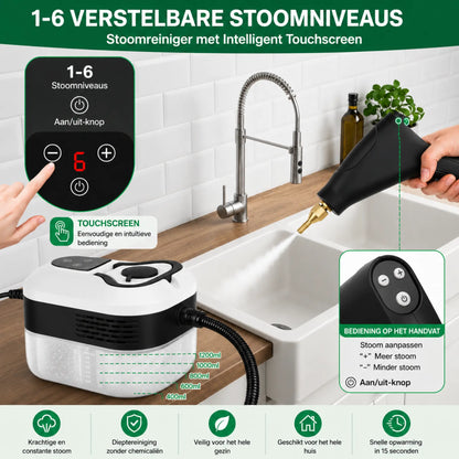 VELNATOR 2500W hogedruk-stoomreiniger met hoge temperatuur voor huishoudelijke airconditioners, afzuigkappen, auto- en vloerreiniging.