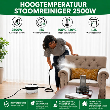 VELNATOR 2500W hogedruk-stoomreiniger met hoge temperatuur voor huishoudelijke airconditioners, afzuigkappen, auto- en vloerreiniging.