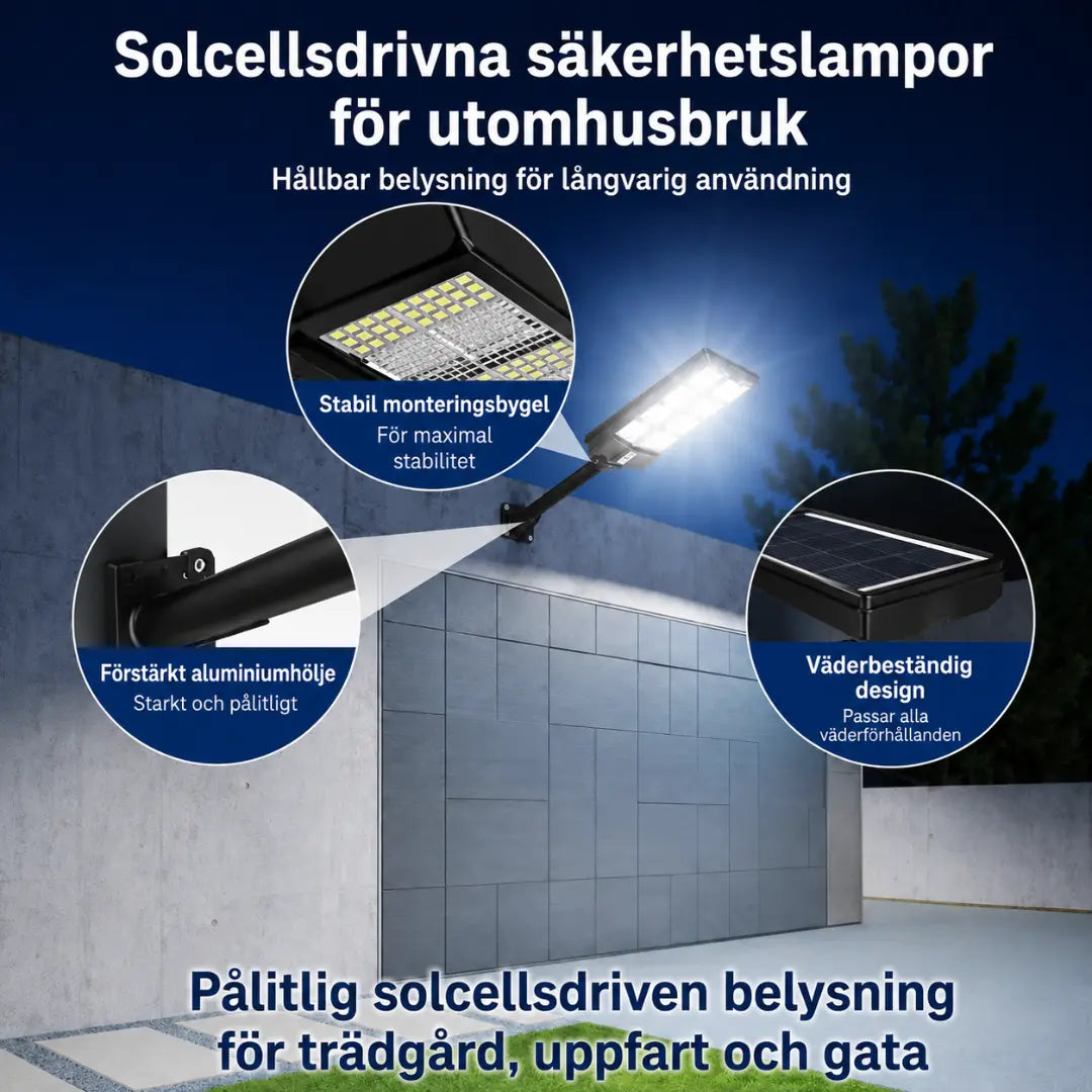 Velnator B92X Solcellsdriven Utomhuslampa LED-Gatlykta med Rörelsesensor och Fjärrkontroll för Trädgård, Gångväg och Veranda – Utomhusbelysning