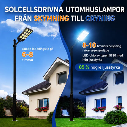 Velnator B92X Solcellsdriven Utomhuslampa LED-Gatlykta med Rörelsesensor och Fjärrkontroll för Trädgård, Gångväg och Veranda – Utomhusbelysning