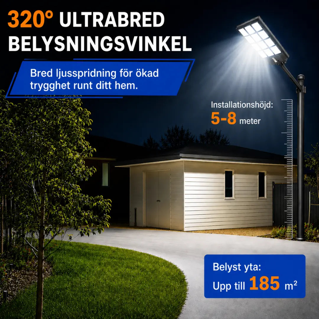 Velnator B92X Solcellsdriven Utomhuslampa LED-Gatlykta med Rörelsesensor och Fjärrkontroll för Trädgård, Gångväg och Veranda – Utomhusbelysning