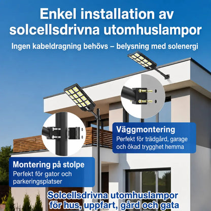 Velnator B92X Solcellsdriven Utomhuslampa LED-Gatlykta med Rörelsesensor och Fjärrkontroll för Trädgård, Gångväg och Veranda – Utomhusbelysning