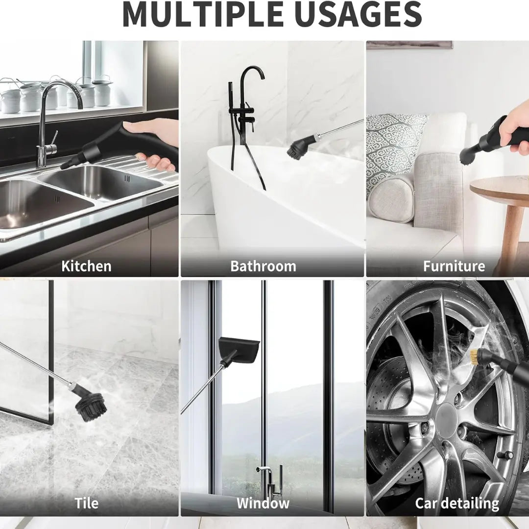 Velnator T6 Steam Cleaner, 2500W Handheld Steam Cleaner, High-Temperature Steam Cleaning Device, Portable Steam Cleaner, 6-Speed Steam Cleaner, 3 Cleaning Brushes, for Kitchen Furniture, Bathroom
