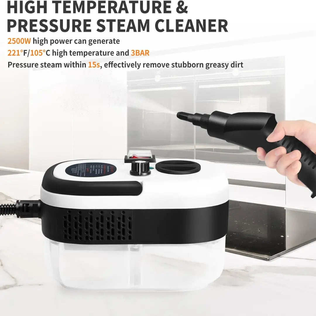 Velnator T6 Steam Cleaner, 2500W Handheld Steam Cleaner, High-Temperature Steam Cleaning Device, Portable Steam Cleaner, 6-Speed Steam Cleaner, 3 Cleaning Brushes, for Kitchen Furniture, Bathroom