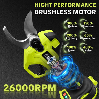 Velnator S26 Brushless Electric Scissor Garden Trimmer 30mm Cutting Electric Pruning Shears + Free Battery + Charger