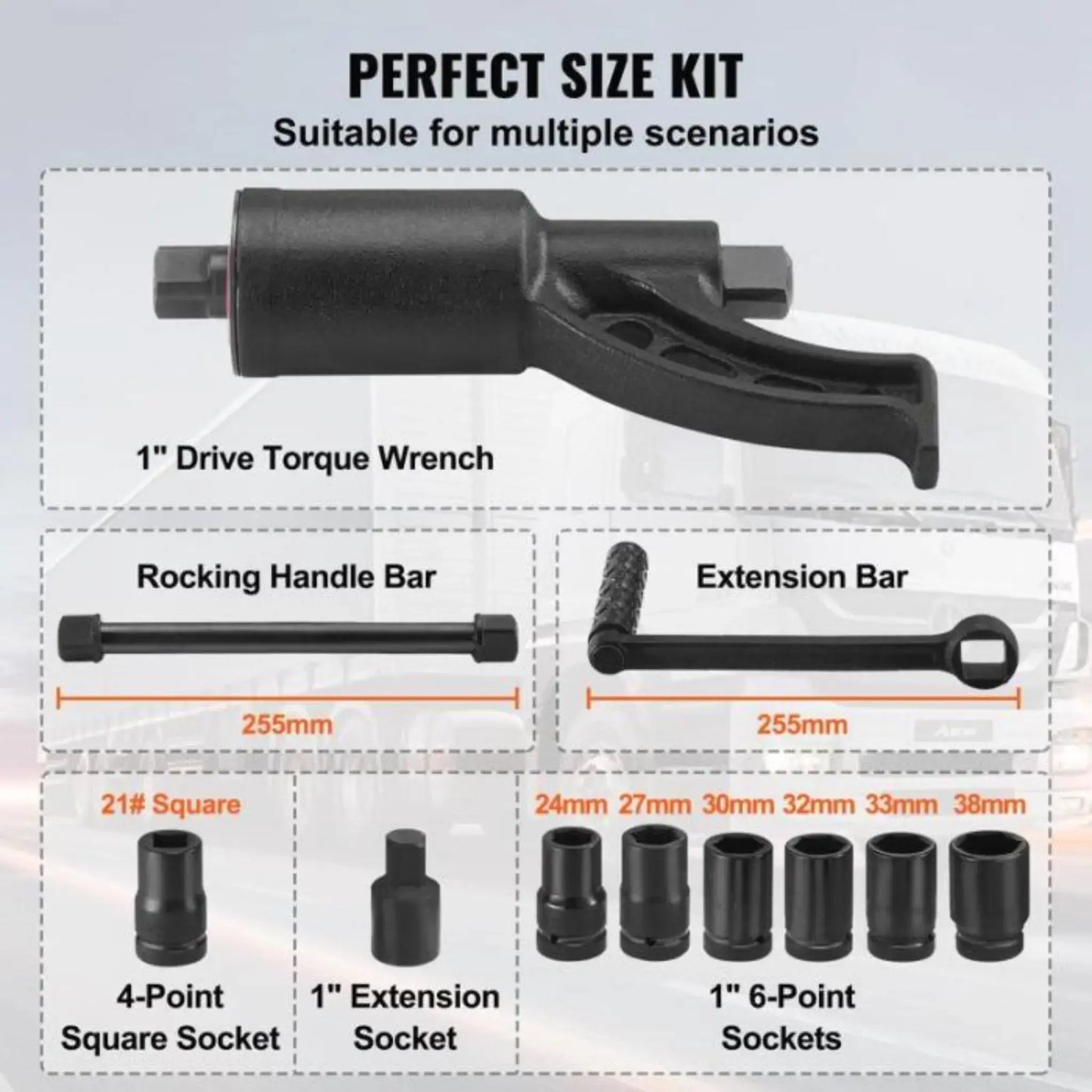 VELNATOR M25 Torque Multiplier Torque Wrench 25.4mm Ratio 1:58 Force Multiplier with 4 Sockets Alloy Steel Torque Multiplier Box for Removing Wheel Nuts, Garage