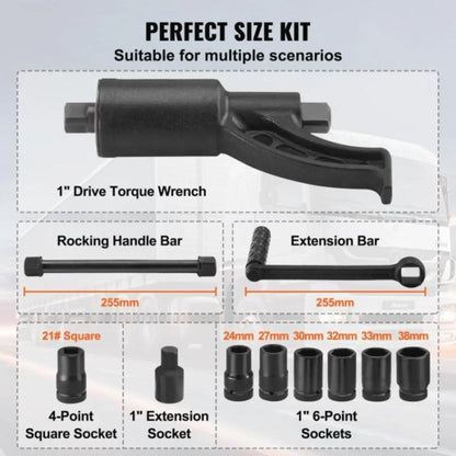 VELNATOR M25 Torque Multiplier Torque Wrench 25.4mm Ratio 1:58 Force Multiplier with 4 Sockets Alloy Steel Torque Multiplier Box for Removing Wheel Nuts, Garage