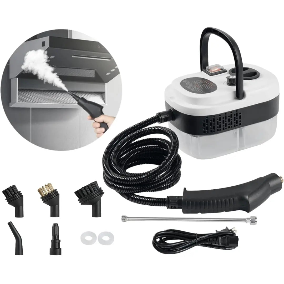 Velnator T6 Stoomreiniger, 2500W Handstoomreiniger, Stoomreinigingsapparaat met Hoge Temperatuur, Draagbare Stoomreiniger, Stoomreiniger met 6 Versnellingen, 3 Reinigingsborstels, voor Keukenmeubels, Badkamer