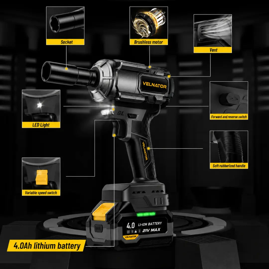 VELNATOR RT3 3-in-1 Impact Wrench & Cordless Drill & Screwdriver Brushless  High Torque Impact Gun Car Power Tools