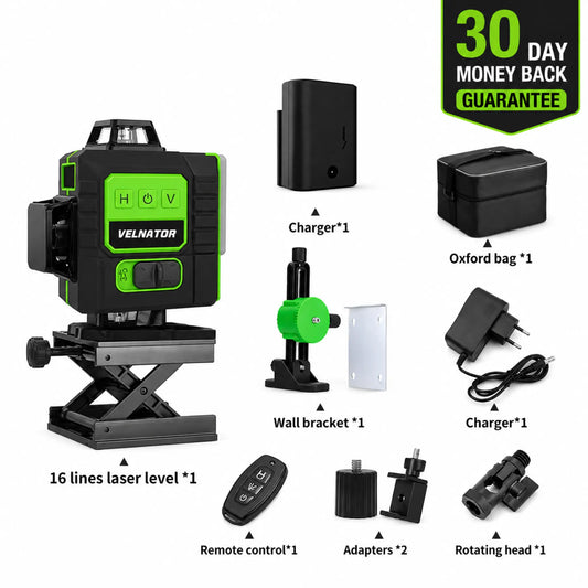 Velnator SQ211 12-lijns groene laserwaterpas 360° automatische zelfnivellering Ultralichte 3D-straal voor alle binnen- en buitenbouwprojecten
