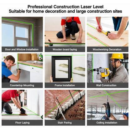 Velnator 16 Line Green Laser Level 360° Auto Self-Leveling Ultra-Bright 3D Beam for All Indoor & Outdoor Construction Projects