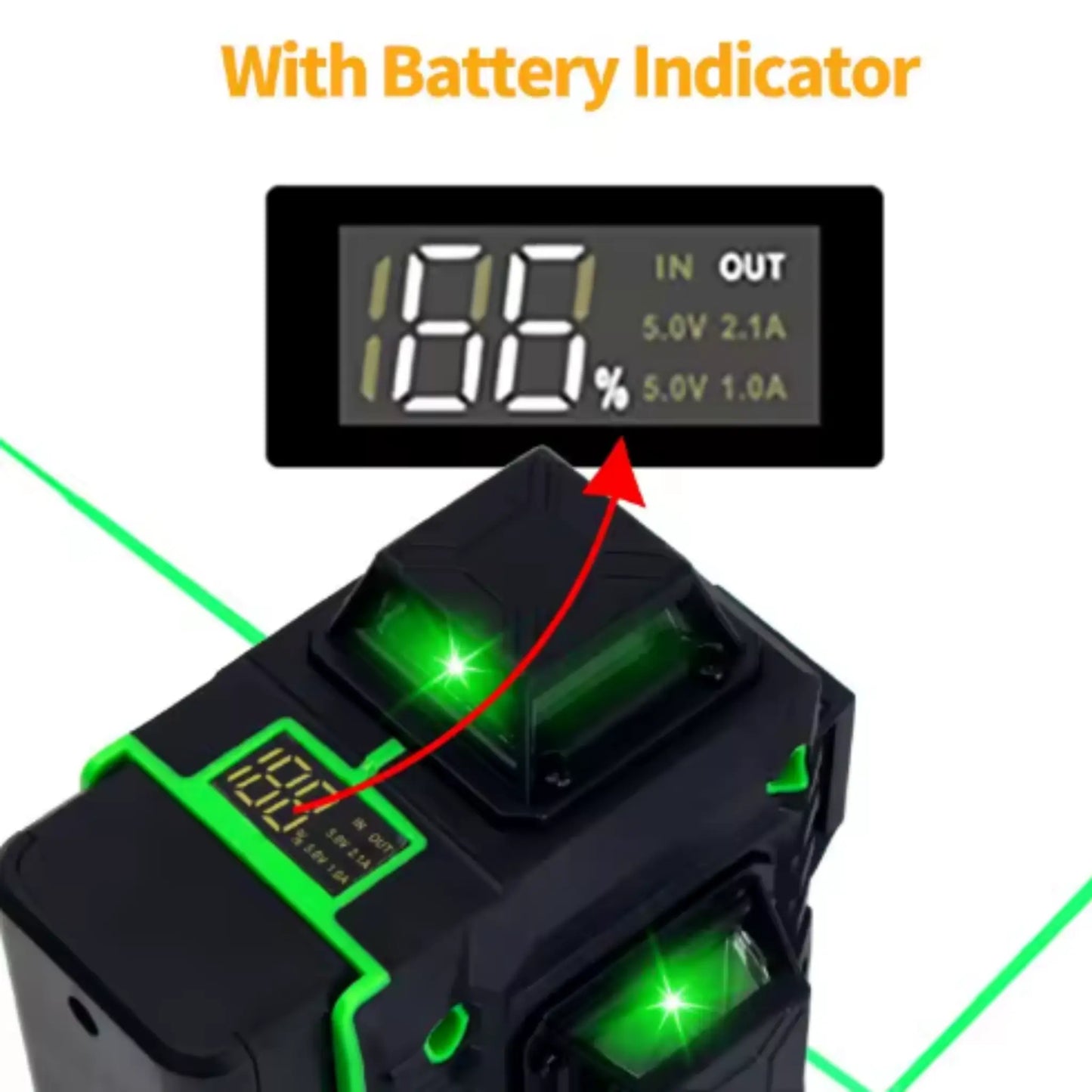 Velnator 16 Line Green Laser Level 360° Auto Self-Leveling Ultra-Bright 3D Beam for All Indoor & Outdoor Construction Projects