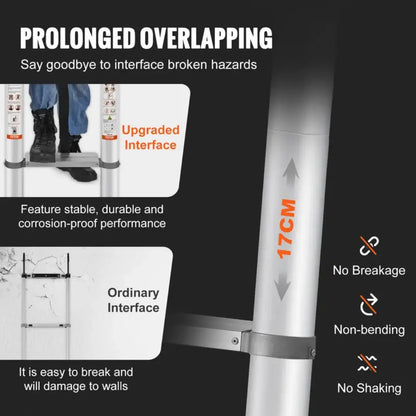 Velnator 3.2M Telescopic Ladder Stainless Steel,load 150kg, Convenient Extendable ,For Pulling Walls, Changing Light Bulbs,Repairing Roofs,RV