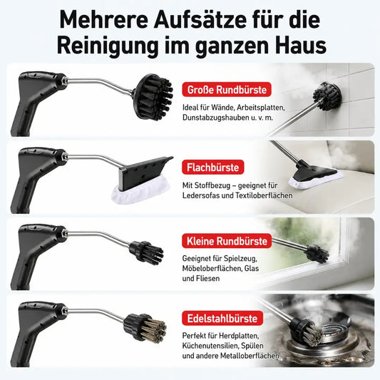 Velnator T6 Dampfreiniger, 2500W Handdampfreiniger, Hochtemperatur-Dampfreinigungsgerät, tragbarer Dampfreiniger, 6-Gang-Dampfreiniger, 3 Reinigungsbürsten, für Küchenmöbel, Badezimmer